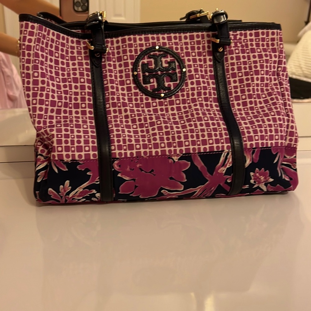 Tory Burch purple patterned shoulder bag